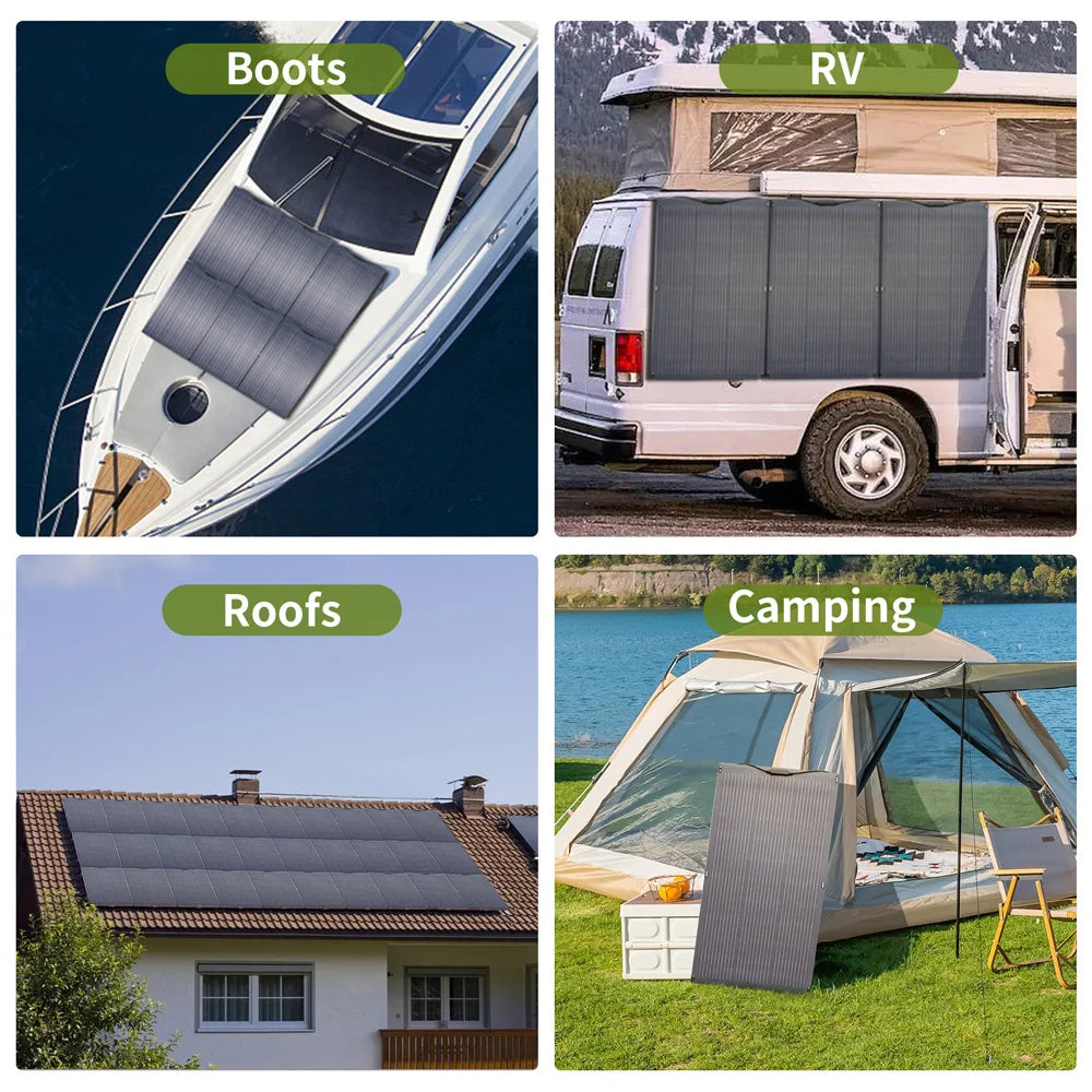 200W Flexible Solar Panel IP68 Monocrystalline 12V/32V for Off-Grid Use