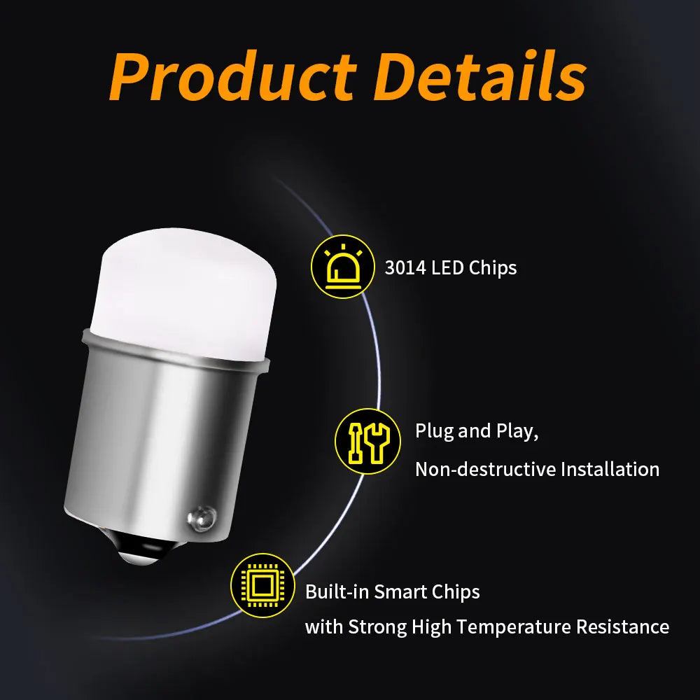 Lâmpada LED P21/5W BAY15D 1157 P21W BA15S 1156 12V 3014 9SMD 6500K Branco Âmbar para Travão, Estacionamento, Ré e Sinal de Volta do Carro