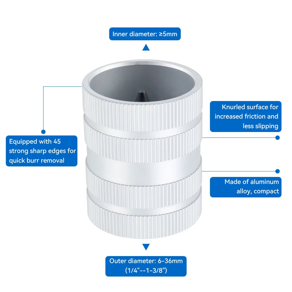 Aluminium Pipe Deburring Reamer, Size Options