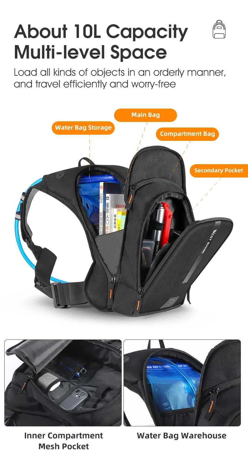WEST BIKING Hidratacijski ruksak za biciklizam — 10 L