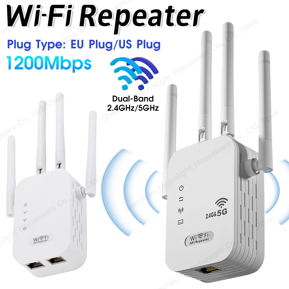 Kétsávos WiFi jelerősítő 1200 Mbps sebességgel WPS funkcióval