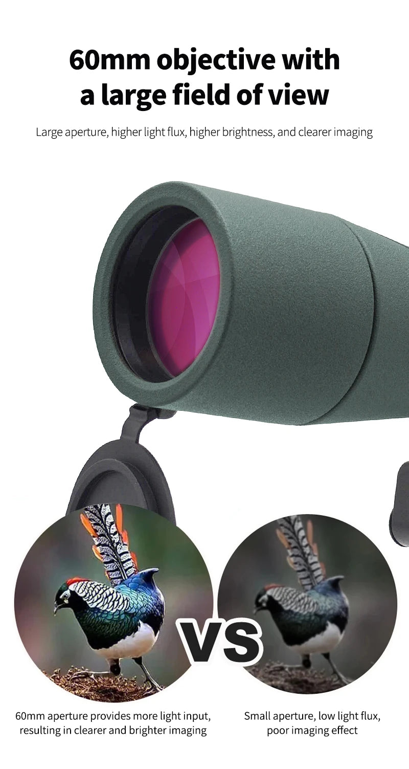 25-75x60 Spotting Scope Zoom Monocular high power telescope Bak4 Prism ED Lens For Outdoor Camping Bird Watching hunting