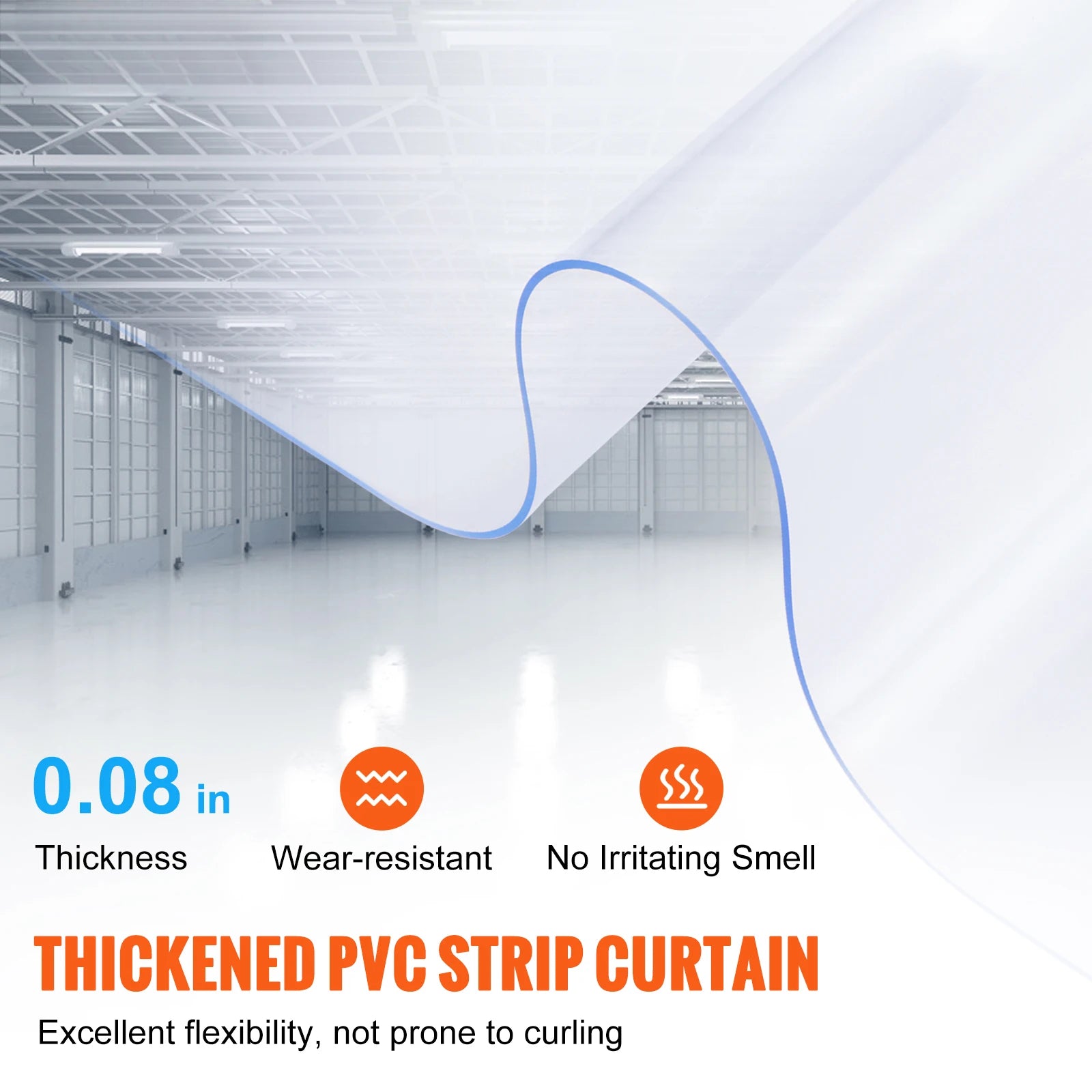 Priehľadná PVC pásová záclona na rolke pre dvere 50–150 ft ťažká záťaž