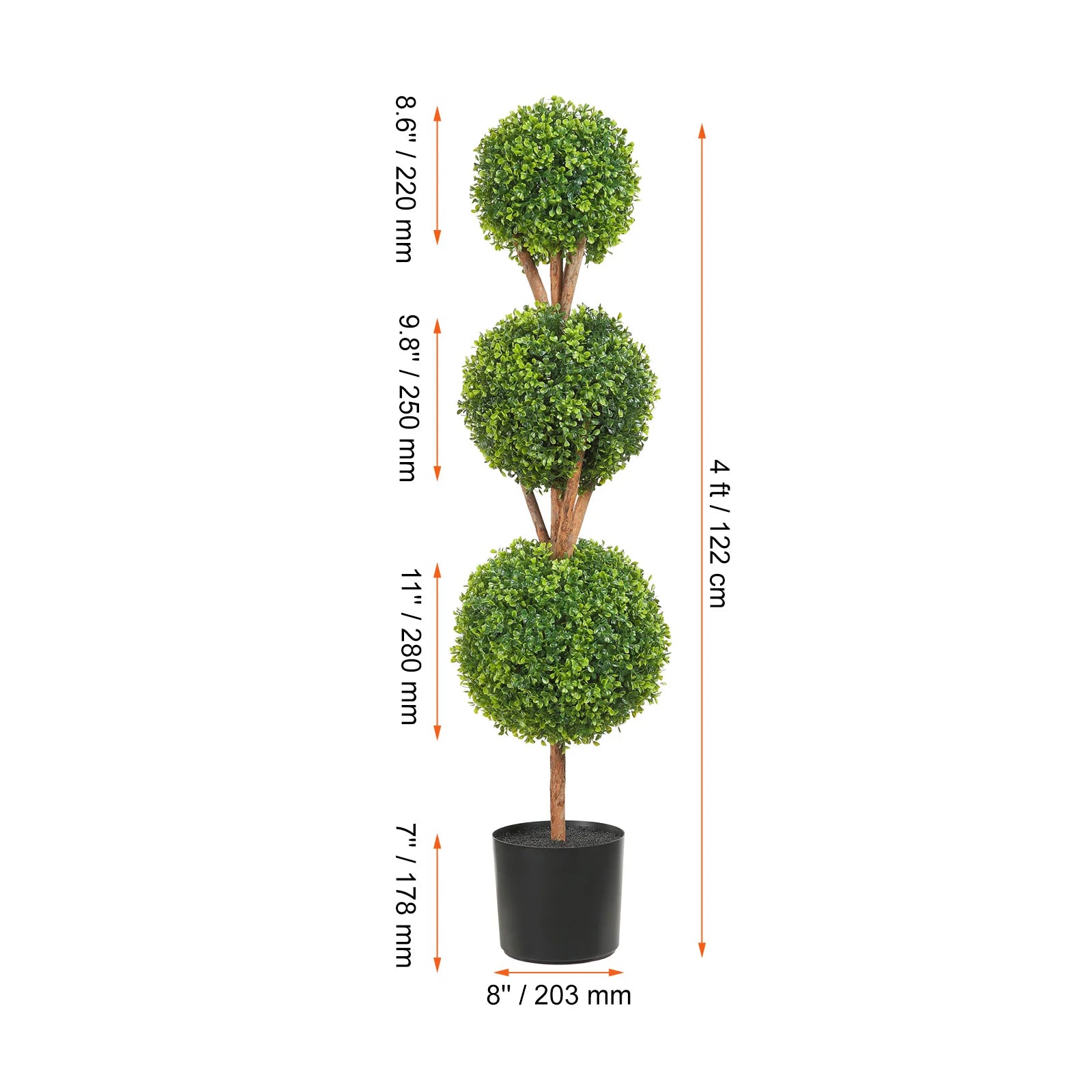 SucceBuy 1/2 peças Topário espiral de Buxus Artificial Boxwood Torre de Topo Alto 24/36/48 polegadas Decorativas Plantas Verdes Árvore de Plástico PE