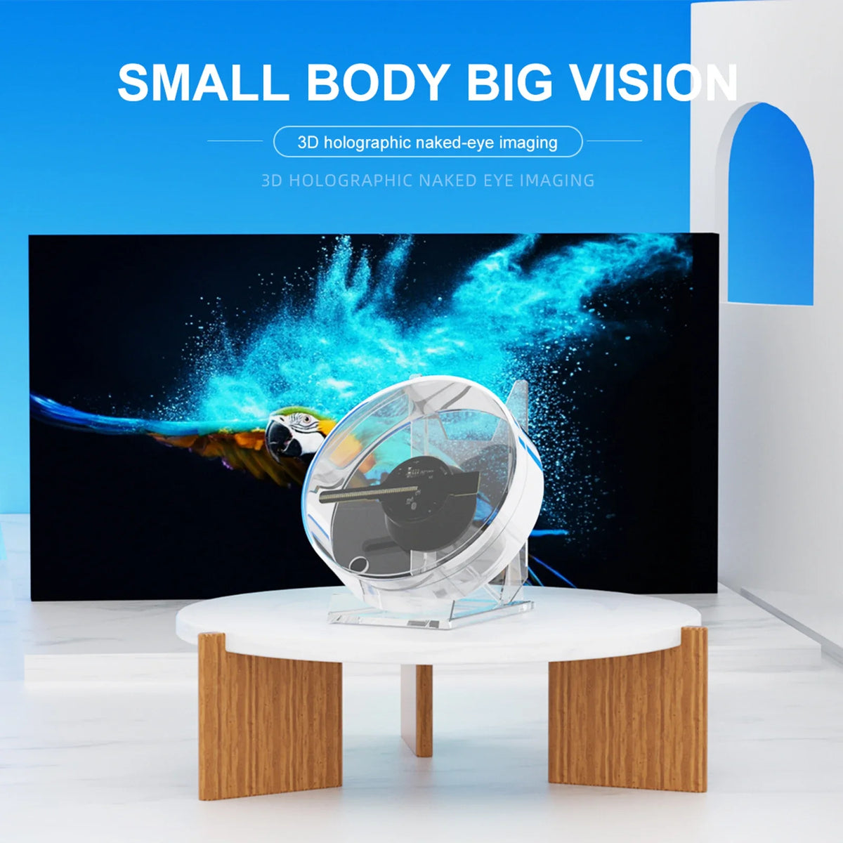 Mini LED Hologram-Effect Display Fan with Stand