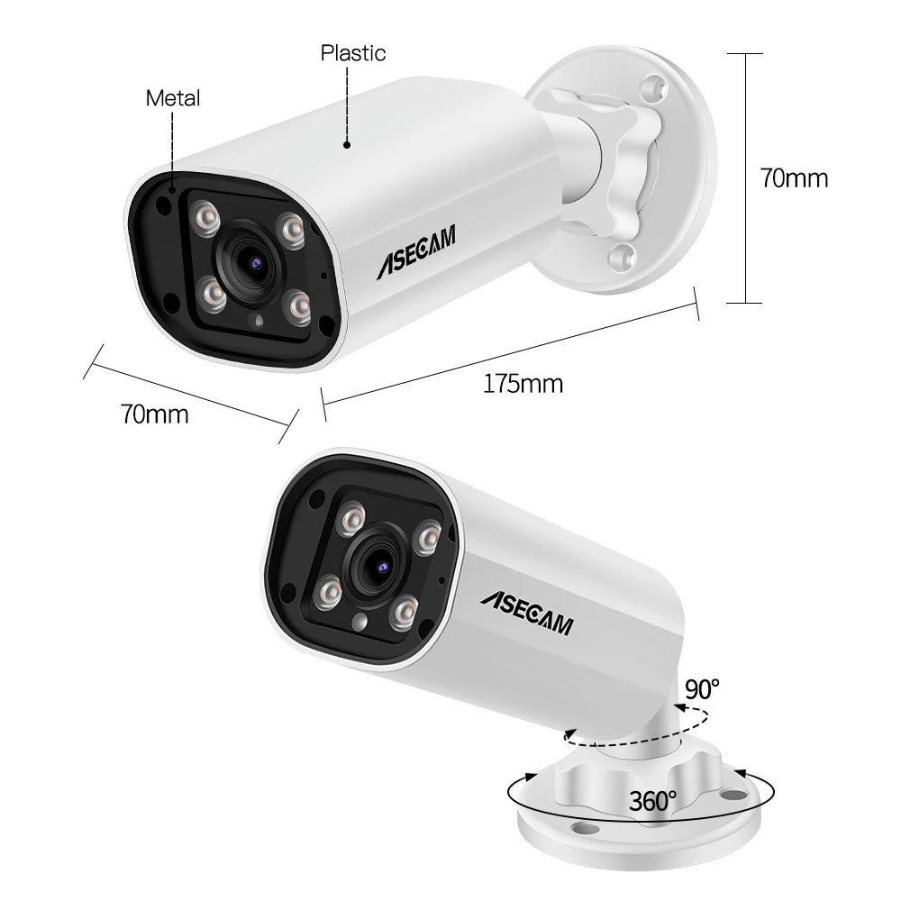 8MP 4K PoE IP Security Camera with Audio, Motion Detection, Color Night Vision, IP67
