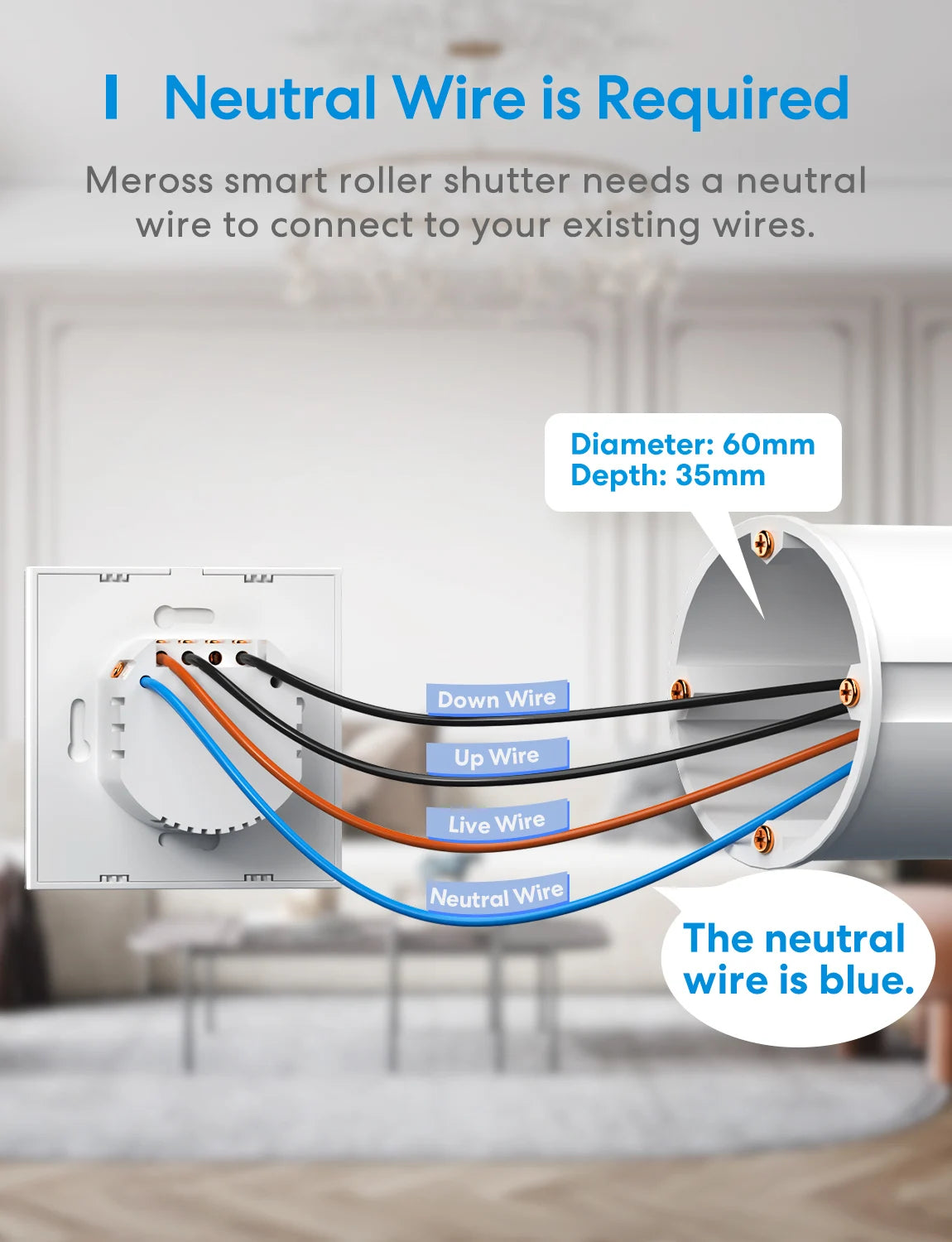 Meross Smart Matter EU Roller Shutter Timer (MRS100MA) Voice Control Percentage-Based Control Work with Alexa,Apple Hone .