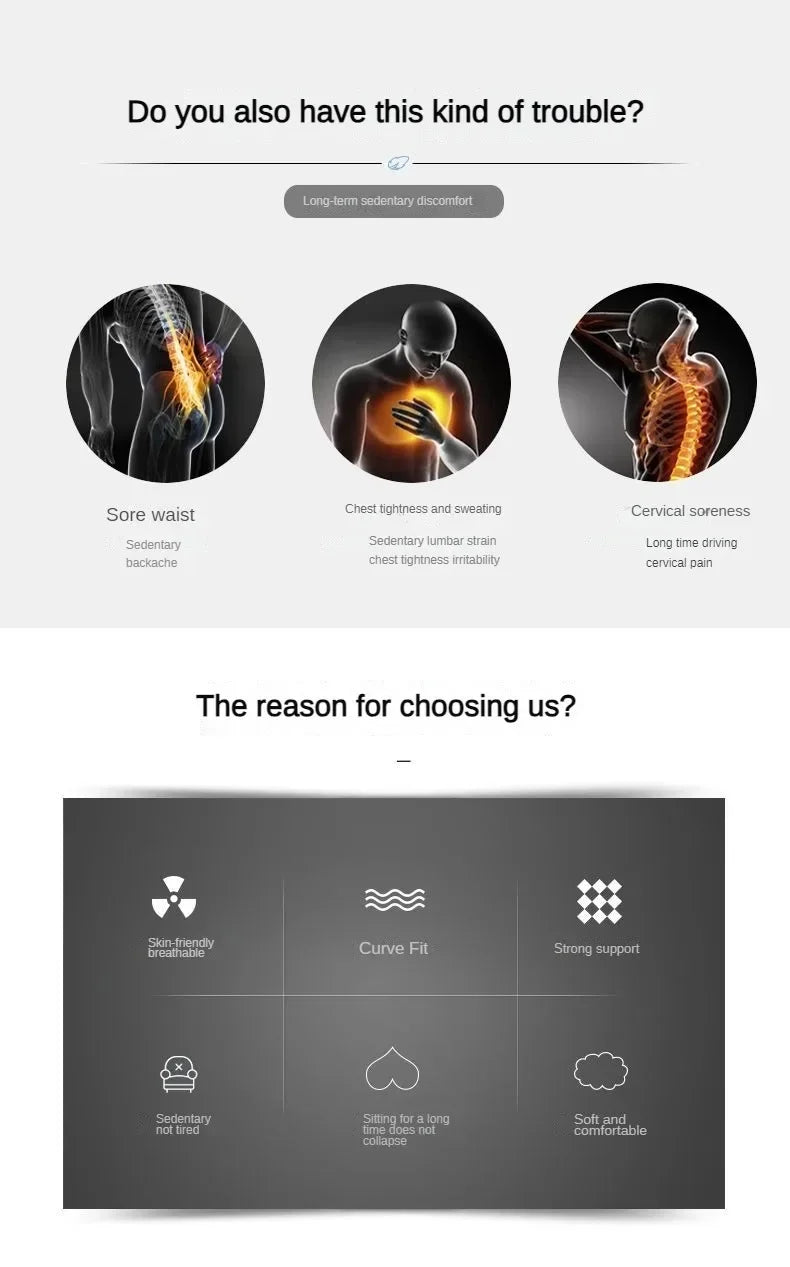 Tailbone Sciatica Back Pain Relief Comfort Office Chair Car Seat Cushion Non-Slip Orthopedic Memory Foam Coccyx Cushion