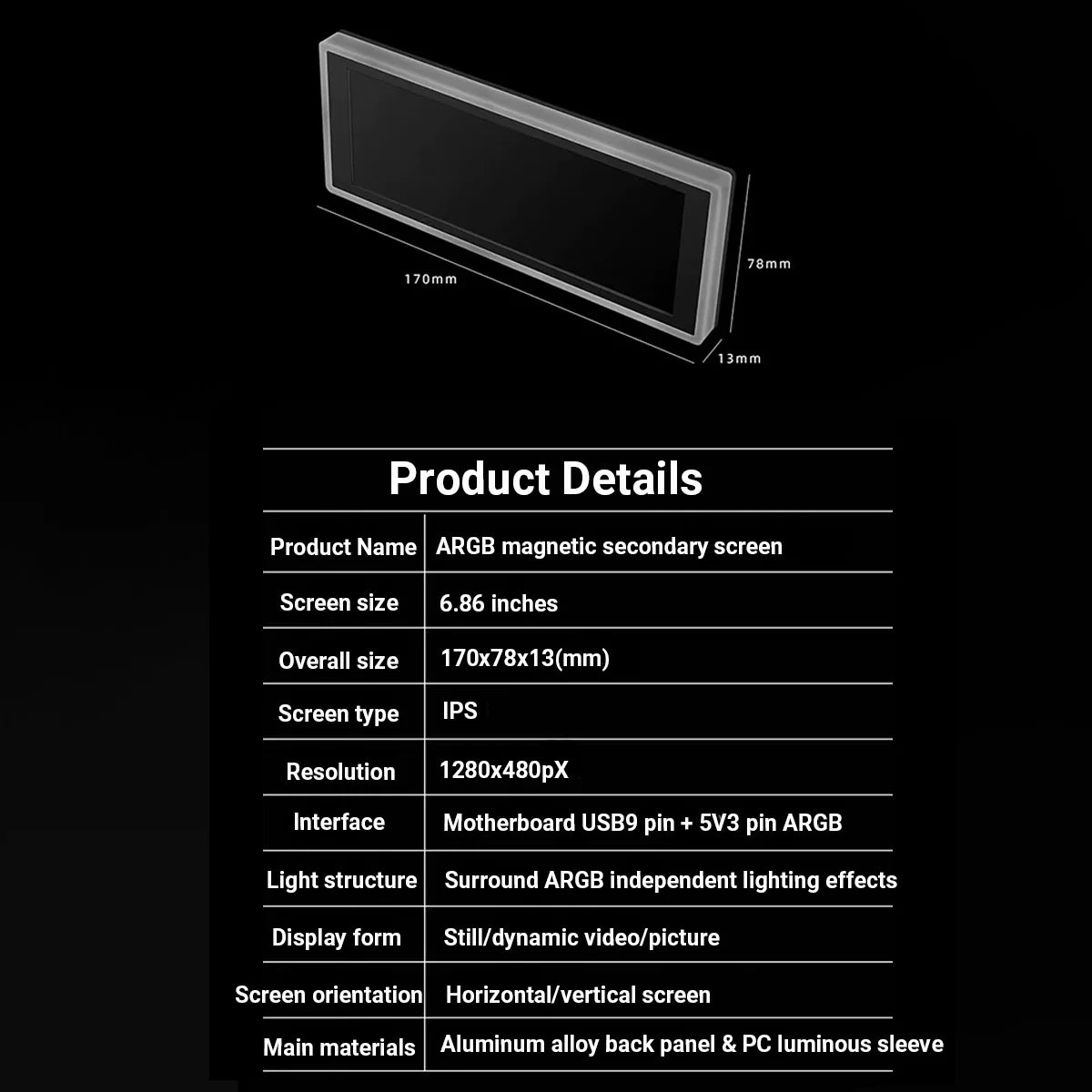 6.86-Inch Customizable Secondary Display
