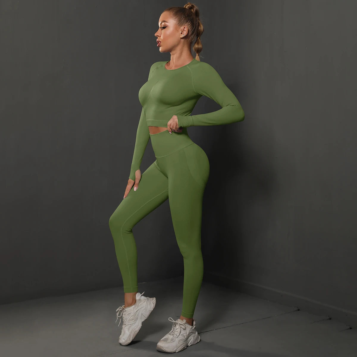 Ženski dugi rukav yoga top i set hlača