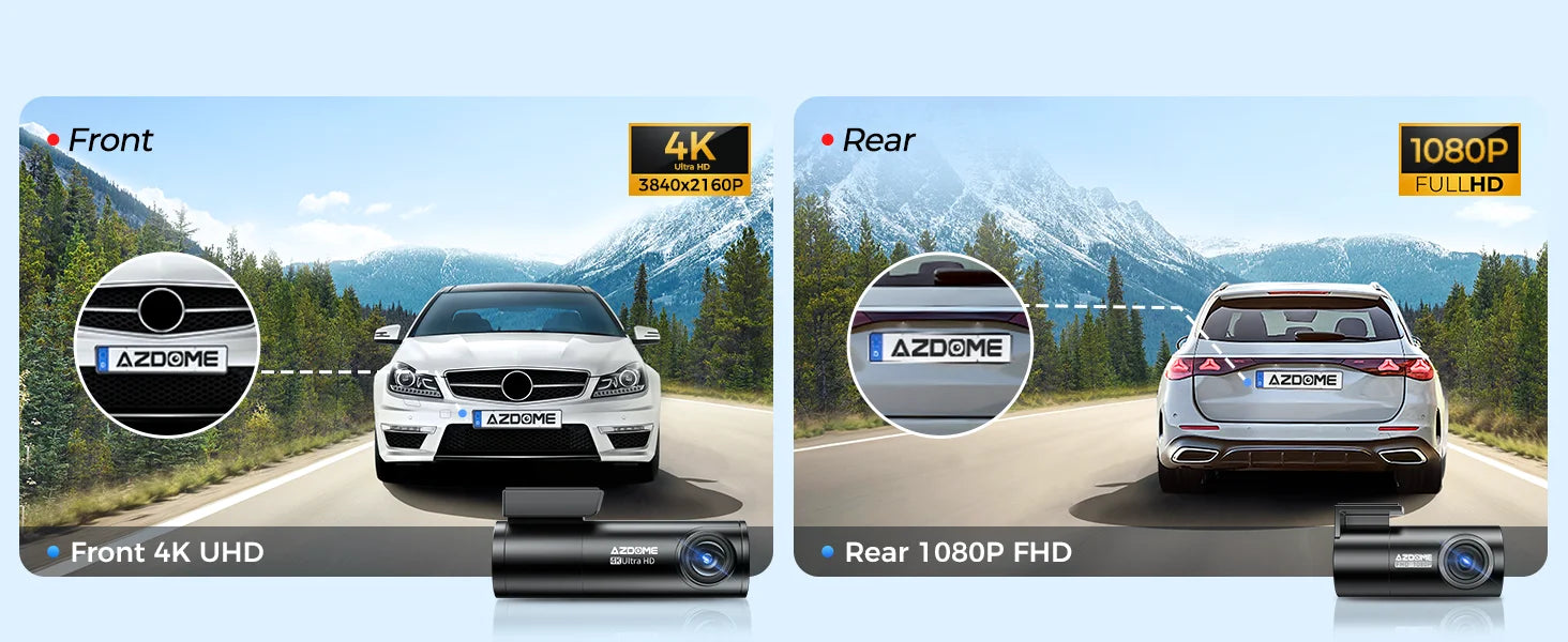AZDOME M300S 4K Front and Rear Dash Cam with WiFi GPS