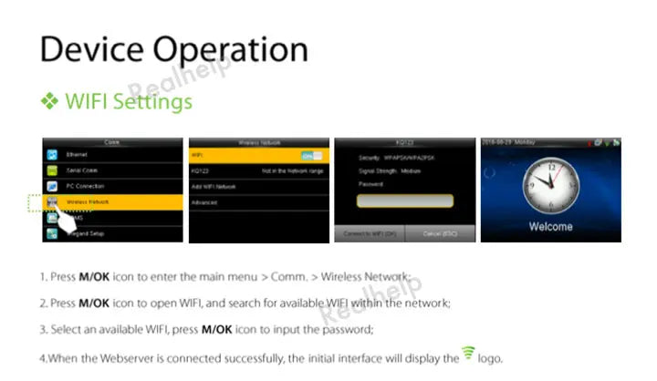 Docházkový terminál ZKTeco na otisky prstů s Wi‑Fi a 3000 šablonami
