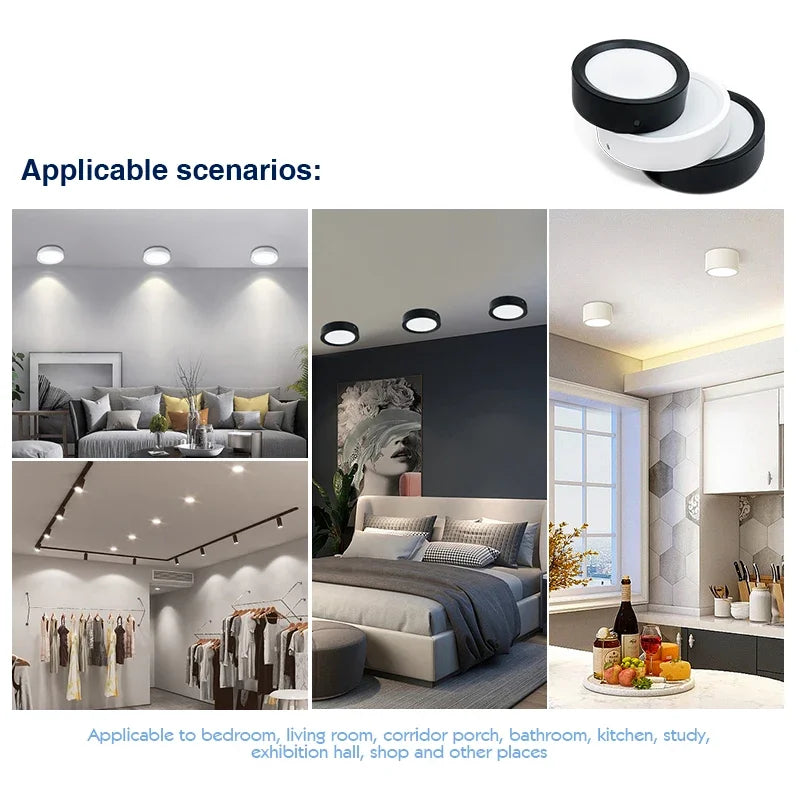 Surface-Mounted LED Ceiling Light, 9W-18W Options