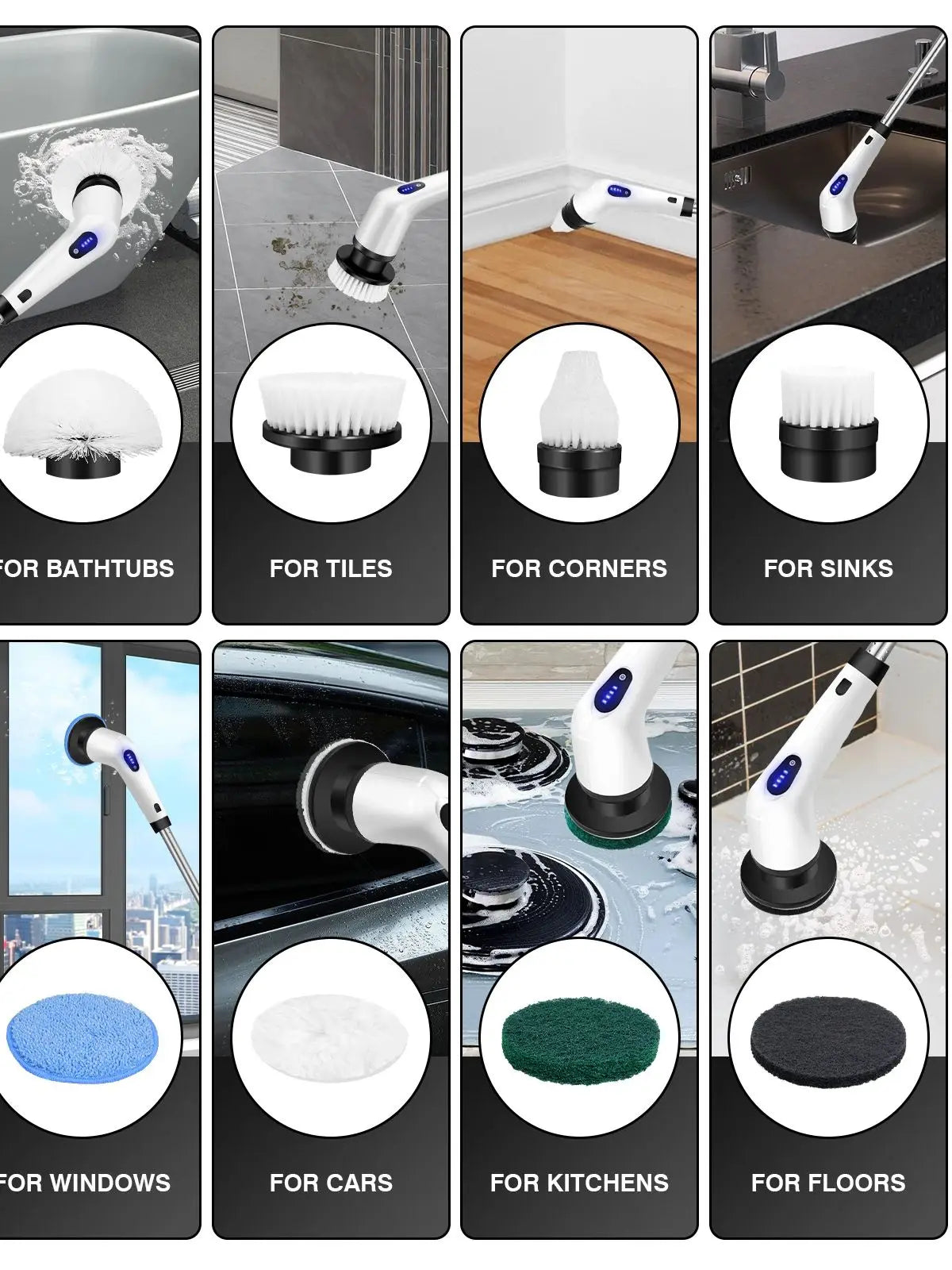 DayPlus Cordless Electric Cleaning Brush 10‑in‑1 Spin Scrubber