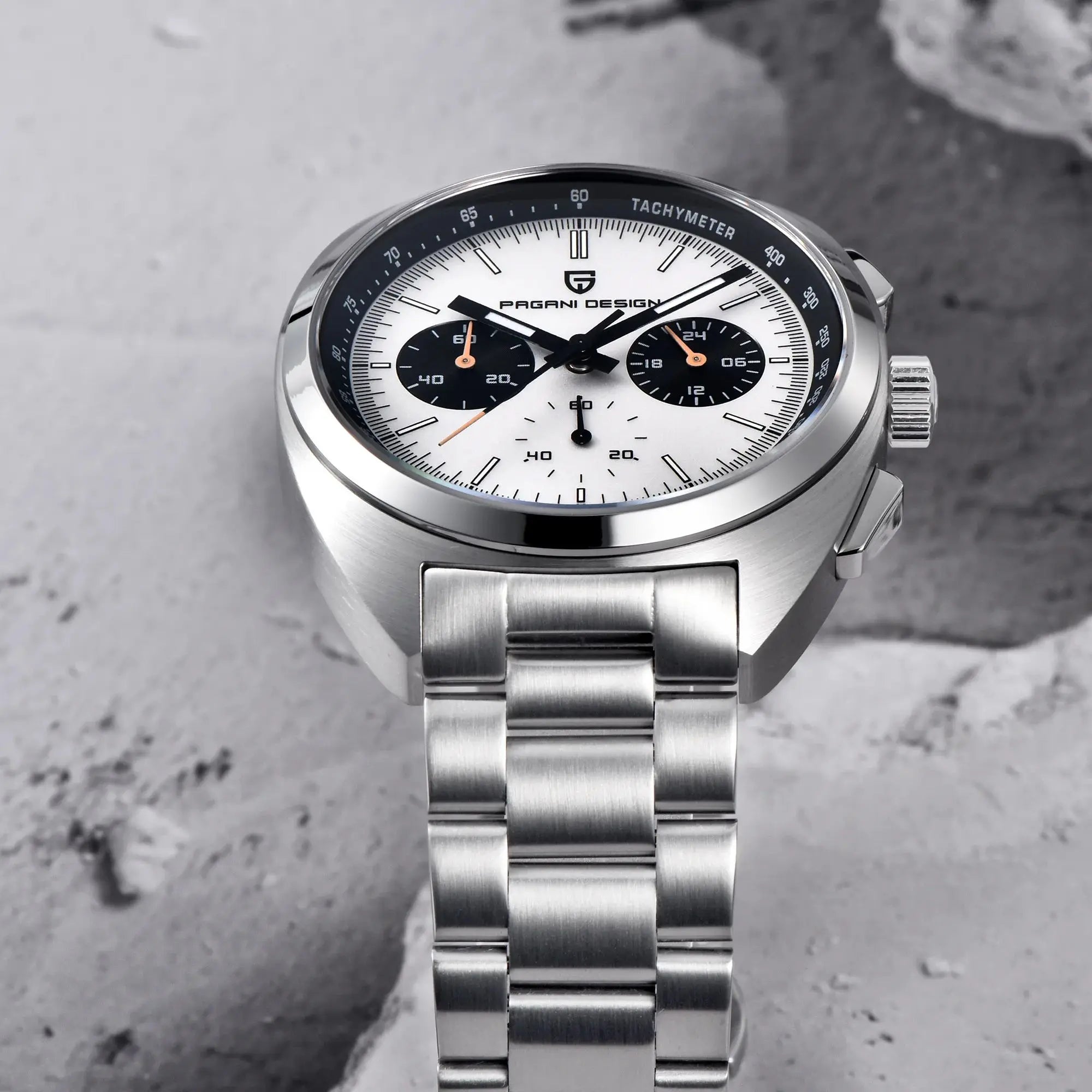 Pagani Design Panda Dial Chronograph Watch Sapphire Steel 10Bar
