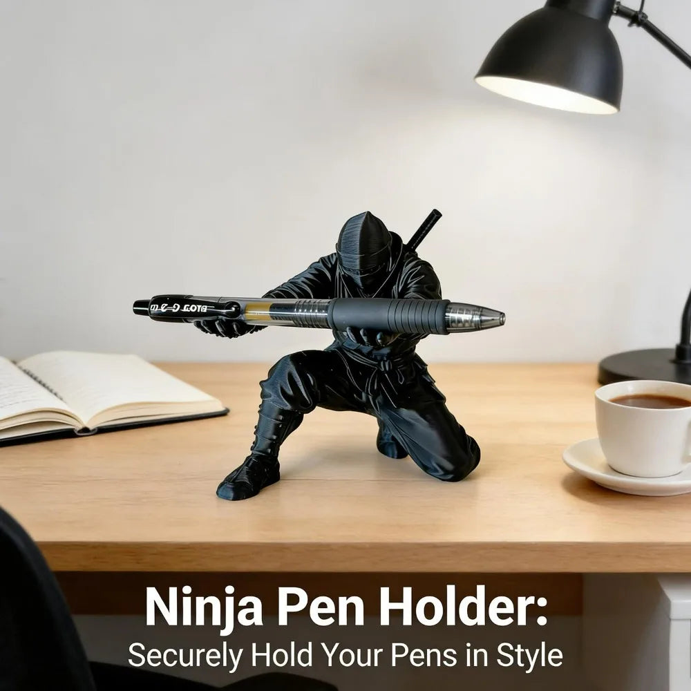 Ninja-Style 3D Printed Pen Holder, Plastic Desk Stand