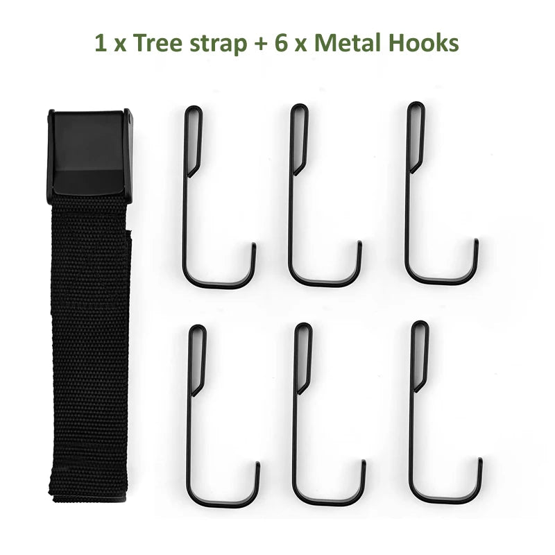 2 m Tree Strap Gear Hanger with Metal Hooks