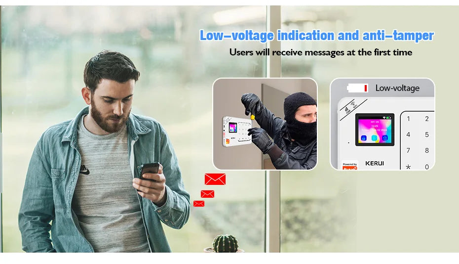 ES Delivery KERUI domáci alarm WiFi GSM alarmný systém kompatibilný s Tuya Smart 433MHz Ochrana domova Alexa PIR pohybový senzor