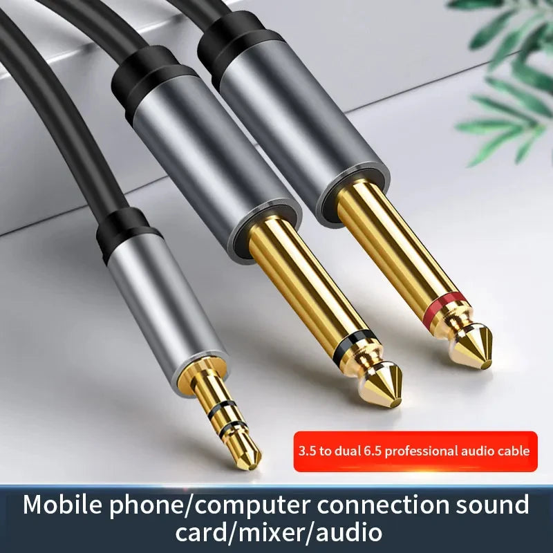3.5 mm to Dual 6.35 mm Audio Breakout Cable