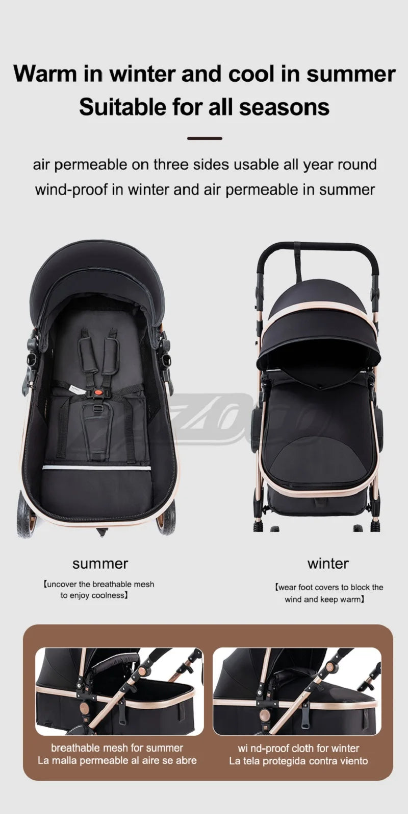 Luxurious 3‑in‑1 Baby Stroller High‑Landscape Travel System