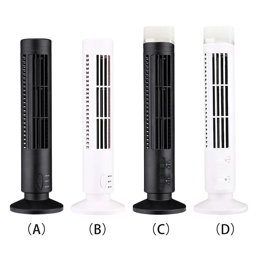 Beznástrojový LED věžový ventilátor s USB napájením a 90° oscilací