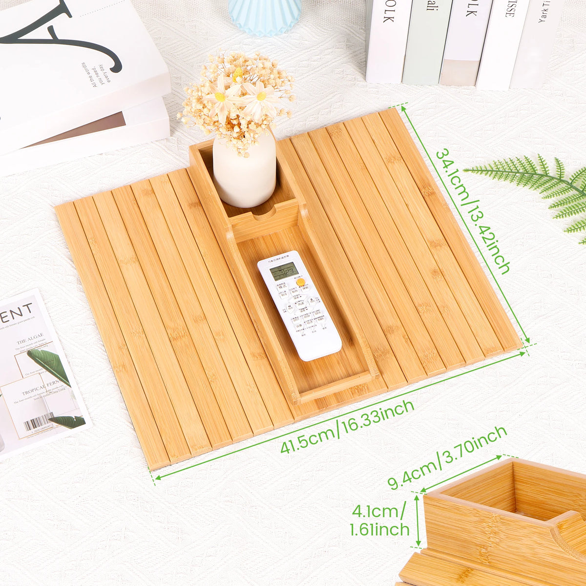 Tabuleiro de madeira para braço de sofá, design dobrável, resistente e robusto, prático para arrumação em casa