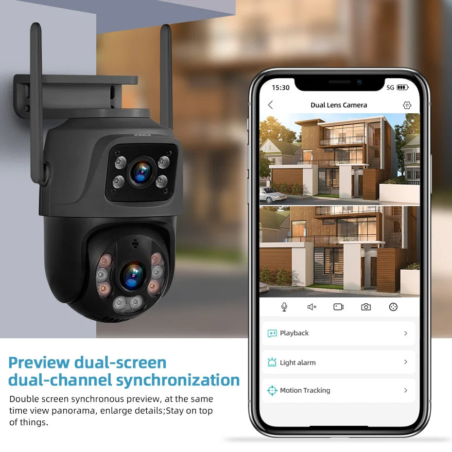 6MP Dual Lens WiFi PTZ Outdoor Security Camera with Human Detection