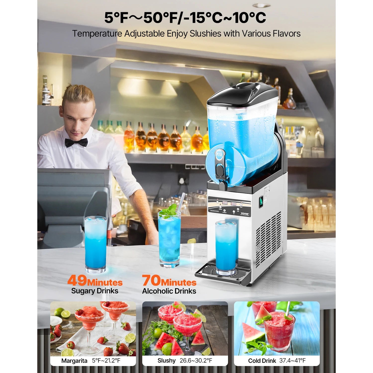 15L Commercial Slushy Machine Single Tank Frozen Drink Maker