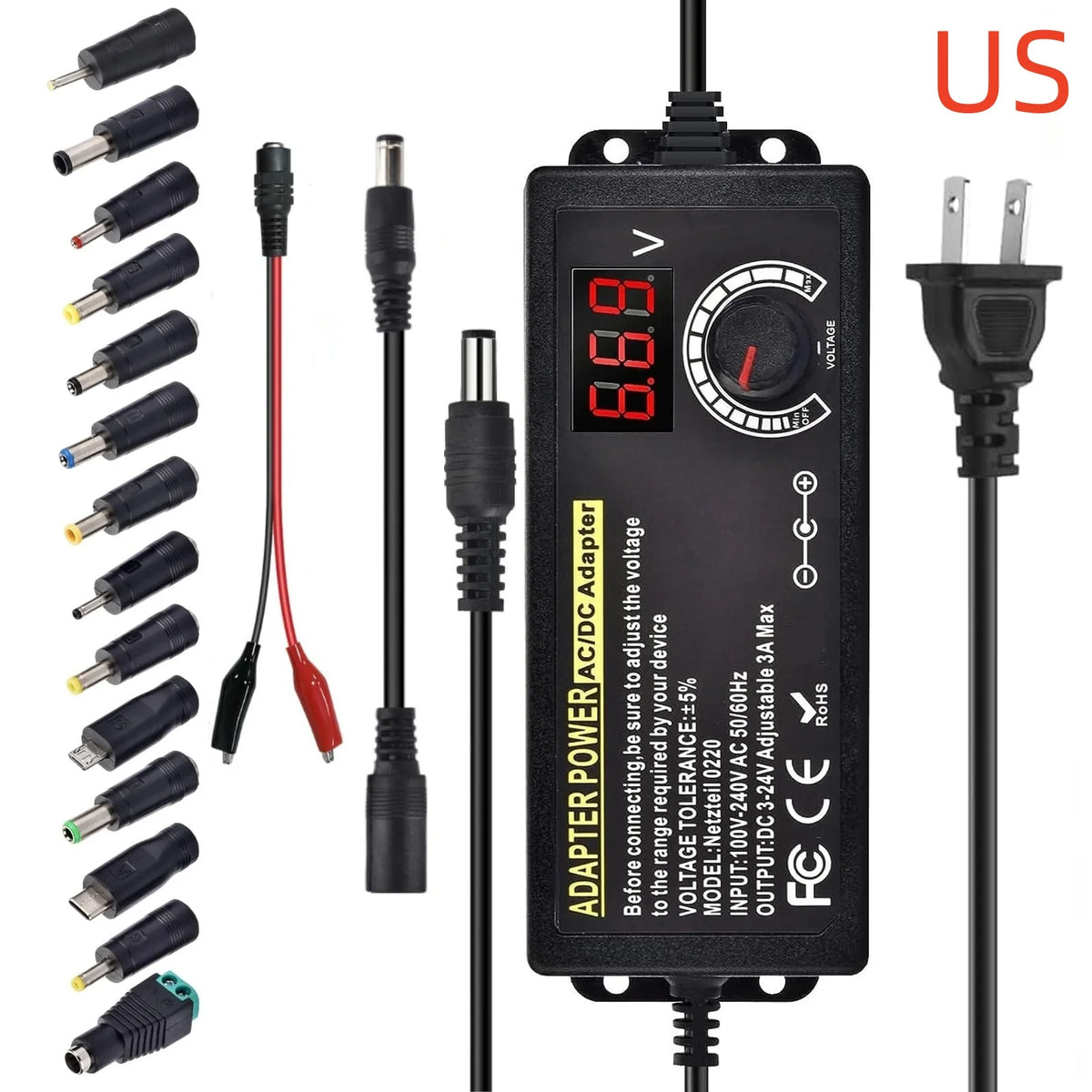 Adjustable DC Power Adapter - 3-24 V