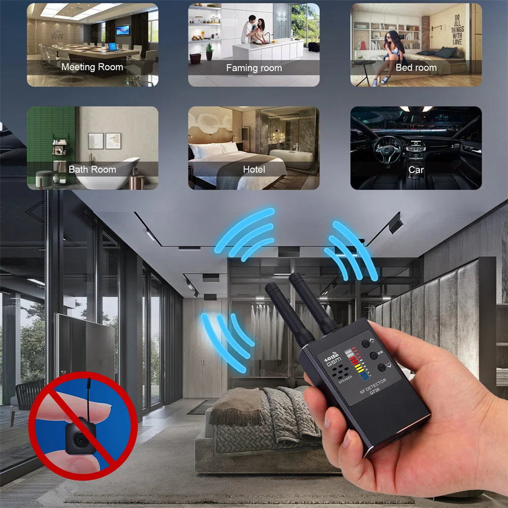 Portable G638 Professional Anti Spy Wireless RF Signal Detector, Hidden Camera Scanner, GPS Tracker, GSM Bug Finders