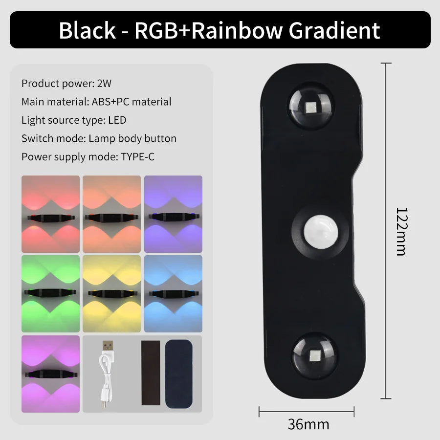 Nabíjateľné nástenné svetlo RGB so snímačom pohybu