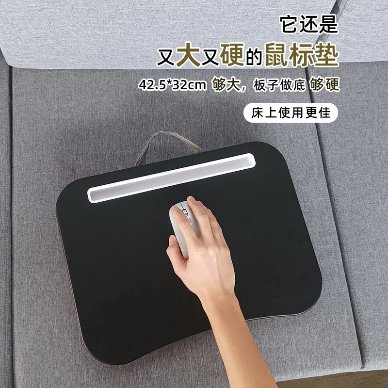 Cushioned Laptop Lap Desk with Wood Surface & Built-In Mouse Pad