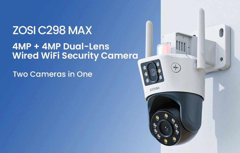 ZOSI 8MP Dual-Lens WiFi PTZ Outdoor Security Camera