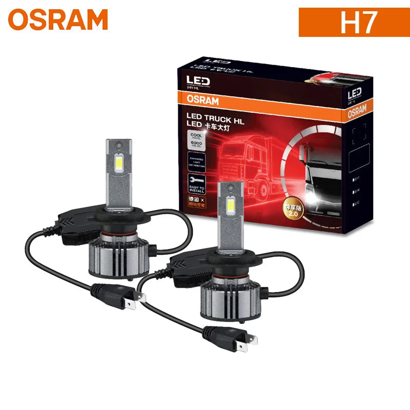 OSRAM 24V LED ZX2.0 Luci Anabbaglianti da Trazione H1 H4 H7 110W 8000LM Super Potenza Luce 6000K Freddo Bianco Aggiornamento Sostituzione Luce Alta-Bassa Potenza