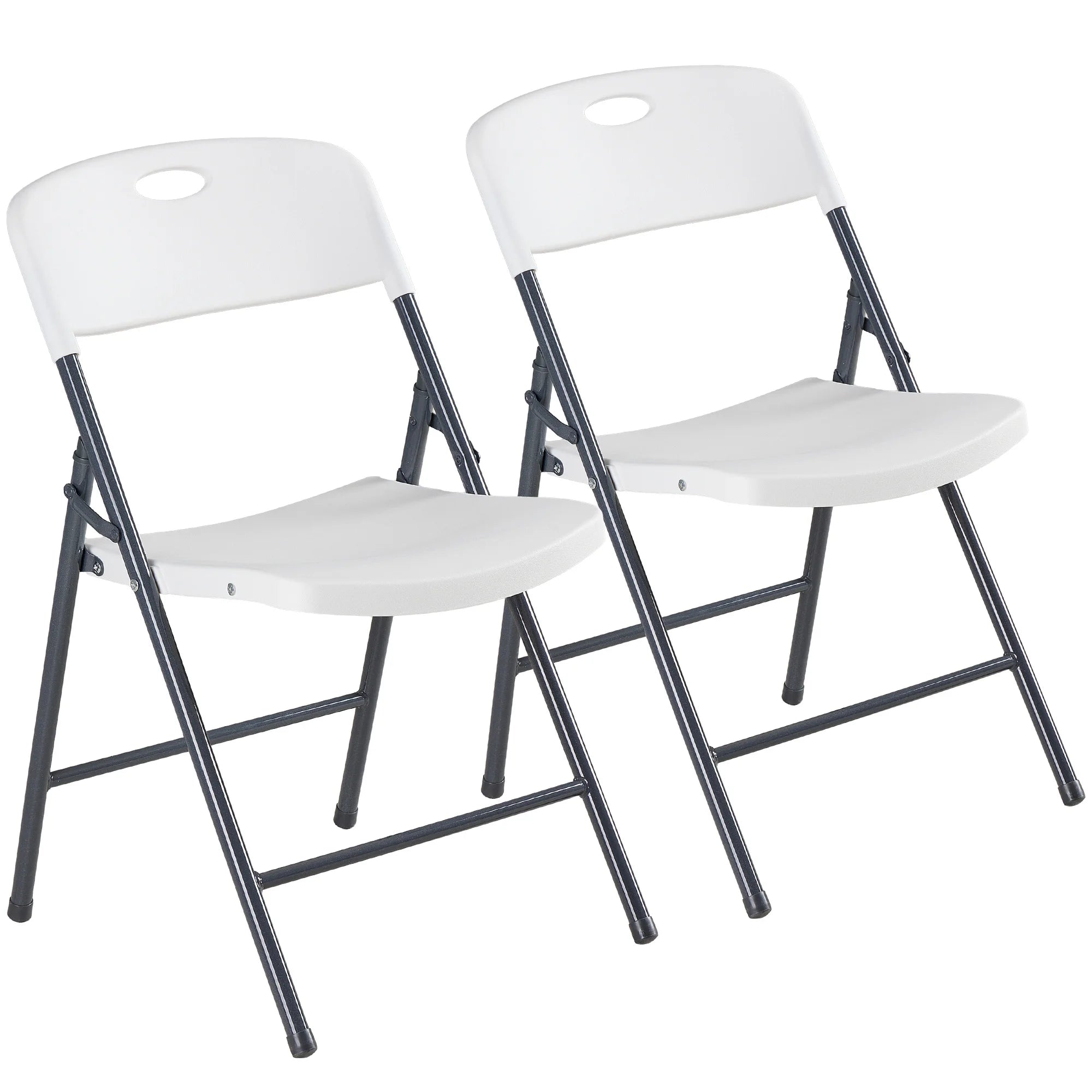 Stackable Folding Chairs Set with Padded Seat & Metal Frame