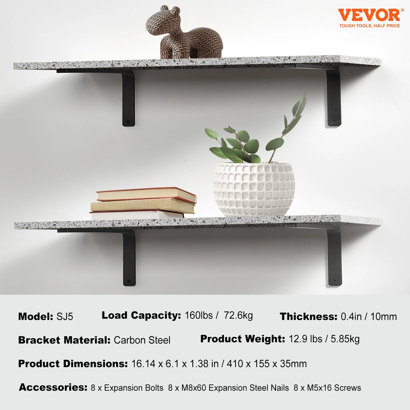 Heavy Duty Shelf Brackets Matte Black Steel