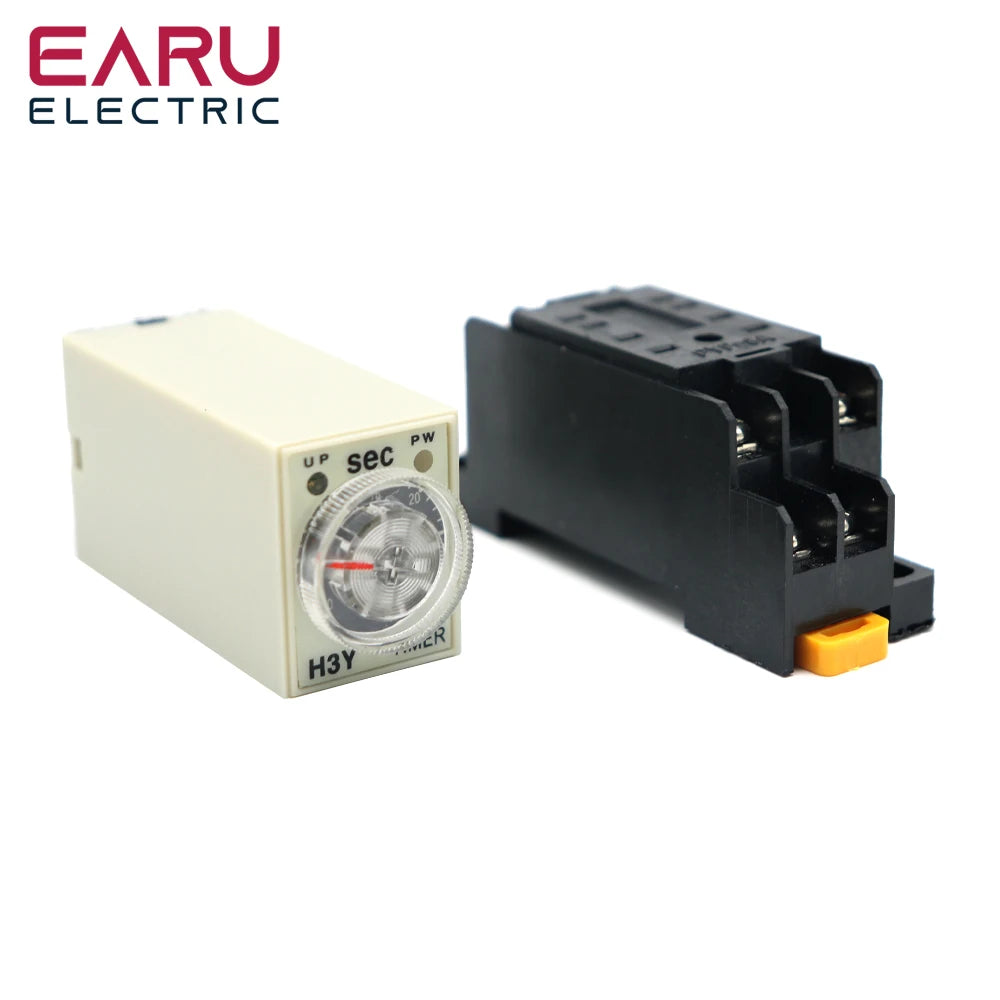 Timer ritardato H3Y-2 AC220V con zoccolo, ritardo all'accensione, manopola rotante, DPDT, 0-30s 60Min, relè timer regolabile per domotica