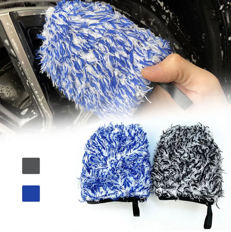 SEAMETAL Microfiber Car Washing Gloves Auto Wheel Hub Rim Cleaning Mitt Ultra-Soft Thickening Wash Glove for Car Detailing Care