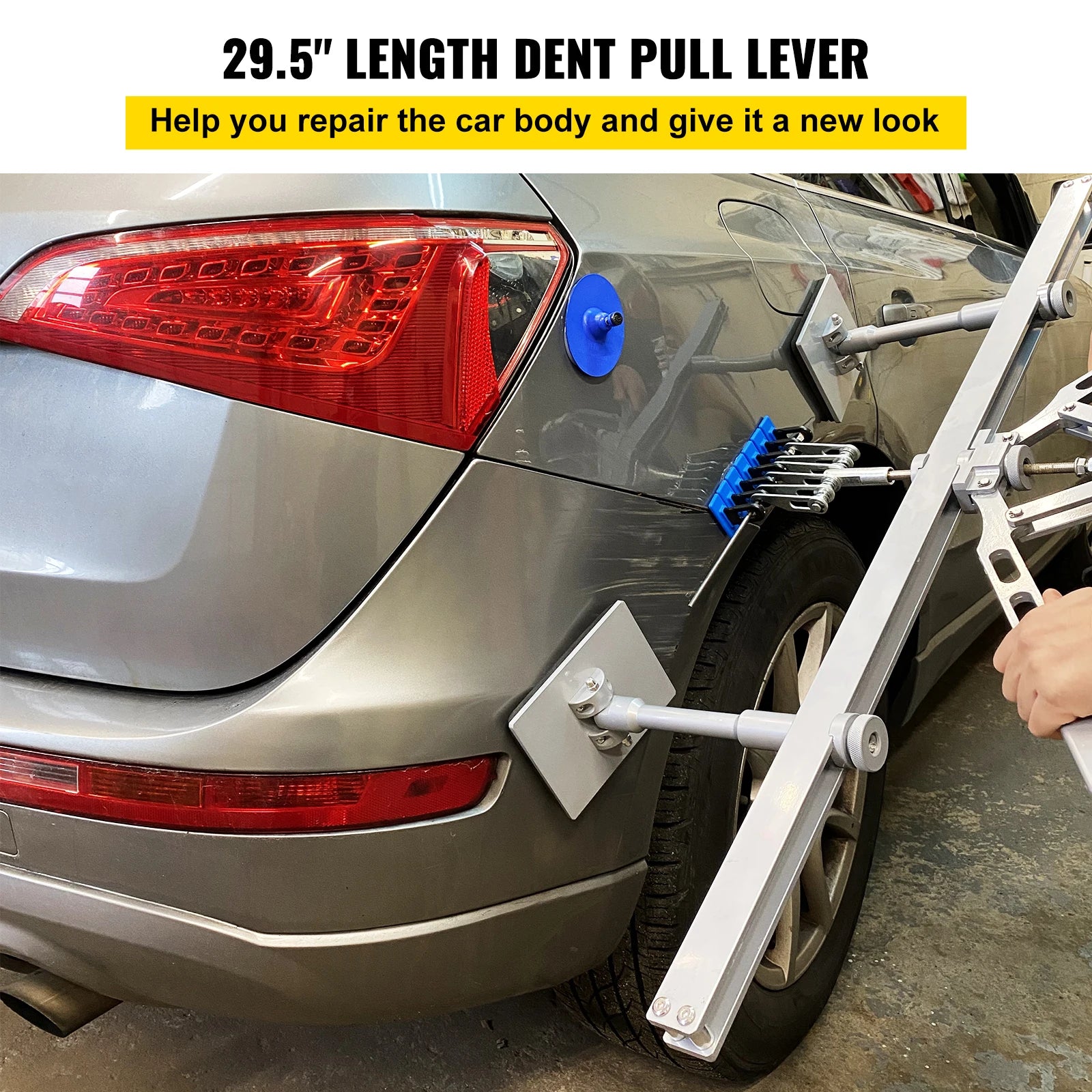 Car Dent Puller Lever Bar Kit with Dual Arms & Adjustable Foot