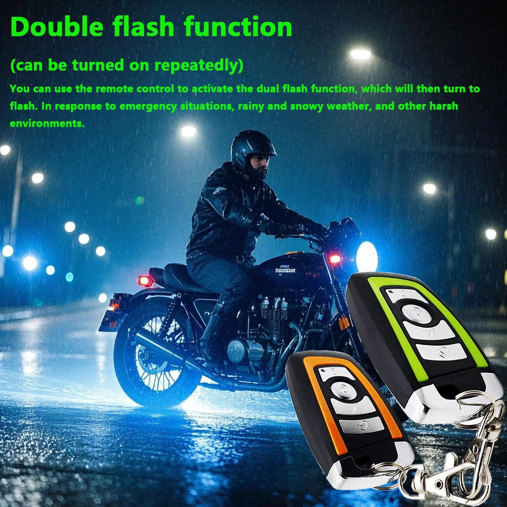 Universal Motorcycle Alarm System One-way with Engine Start Remote Control Key Fob 12V with Overload Protector
