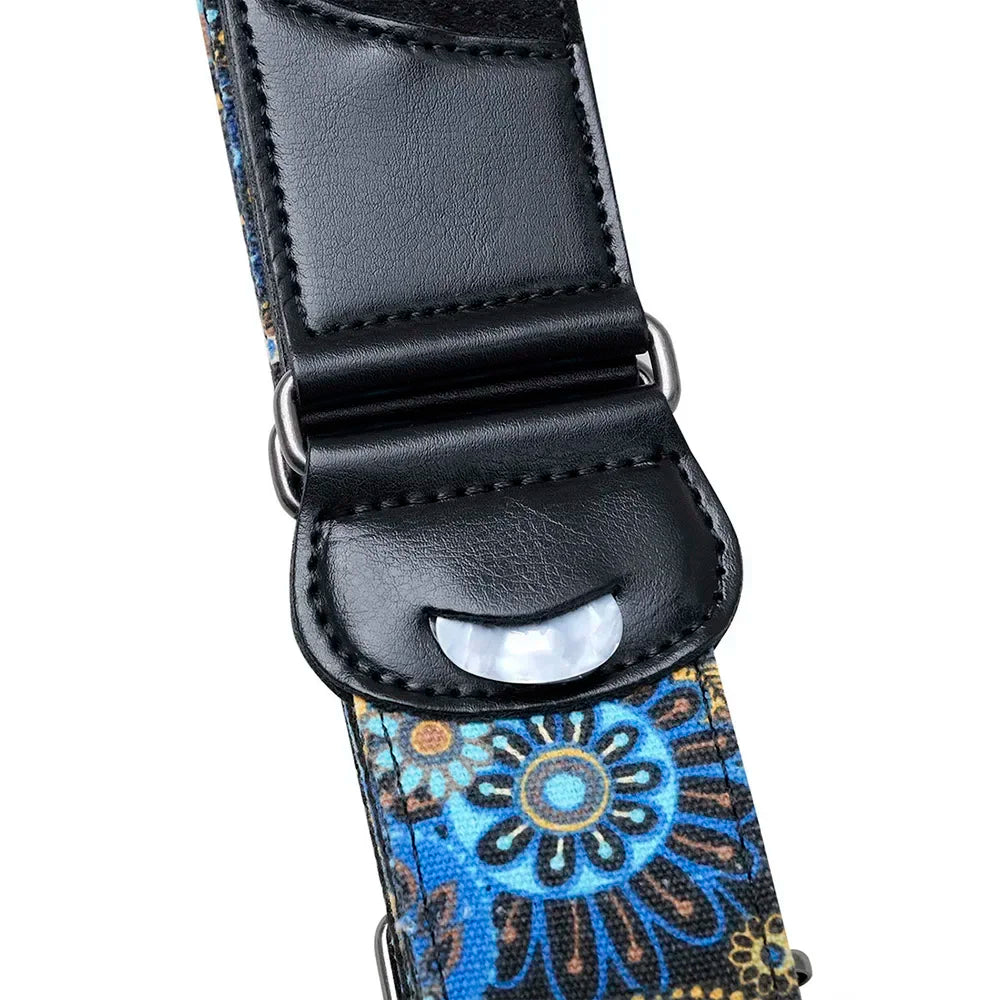 Justerbar mönstrad gitarrrem med förvaringsficka för plektrum