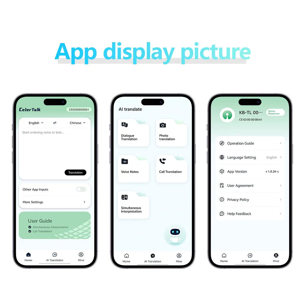 ZNP Ultra-thin AI Voice Translator Instant Professional Portable Wireless Magnetic Foldable Phone Stand 50Hrs Playback ForOffice