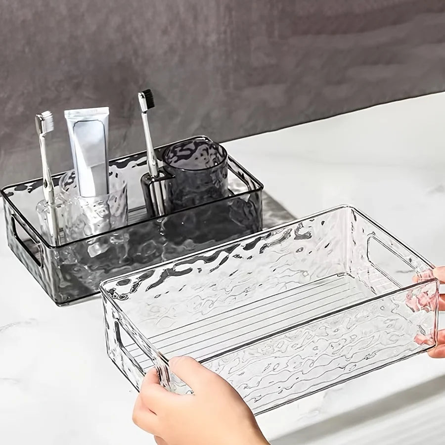 Stackable Clear Storage Bin with Carry Handles