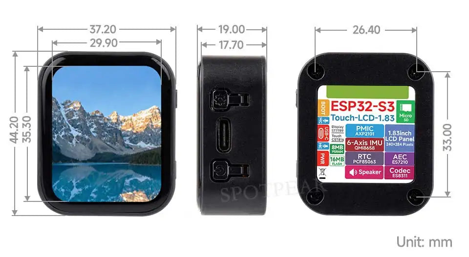 ESP32-S3 1.83-Inch Touch Display Board