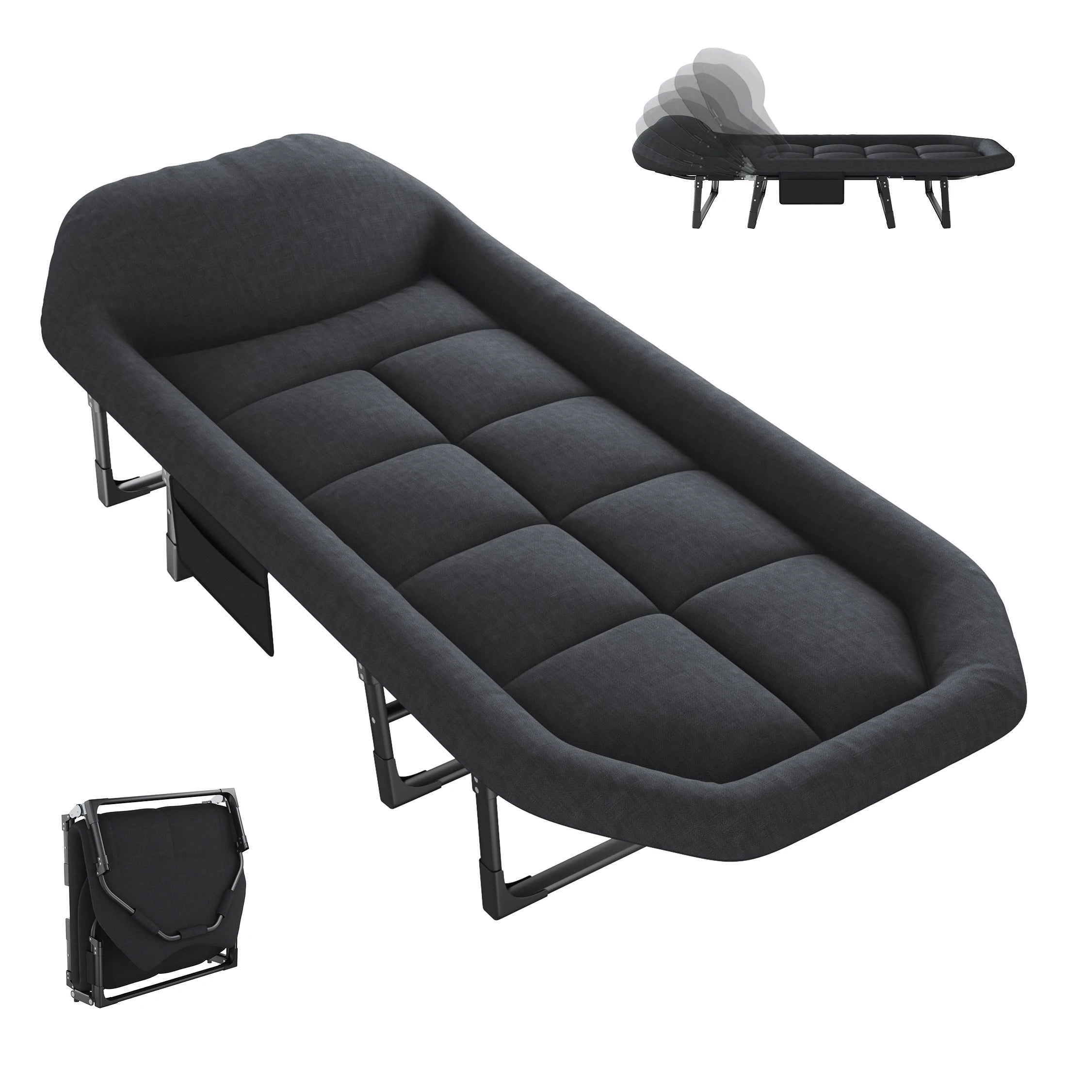 Folding Camping Cot Bed with 3.5" Mattress & Carry Bag