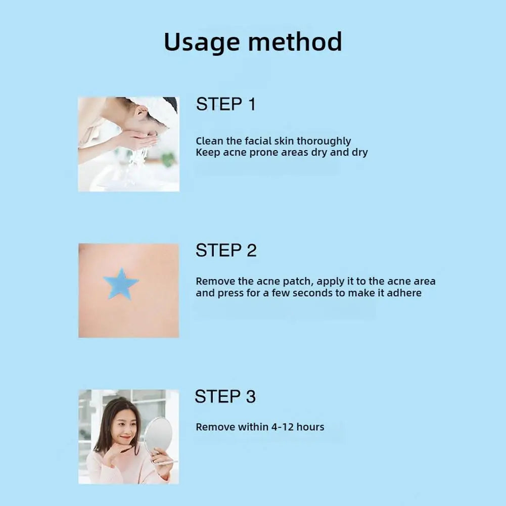Blue & Yellow Stars Hydrocolloid Acne Patches with Mirror Storage Box
