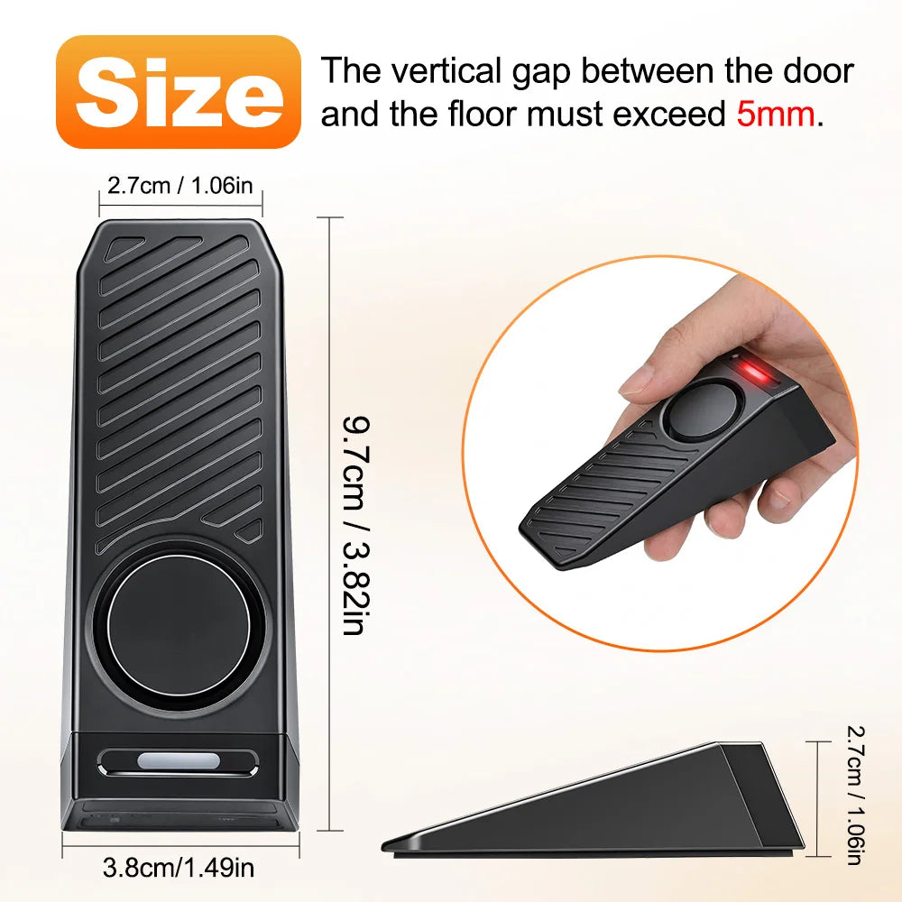 130dB Door Stop Alarm Sound Light Anti-Theft Anti-Wolf Adjustable Sensitivity Long Battery Compact Home Hotel Travel