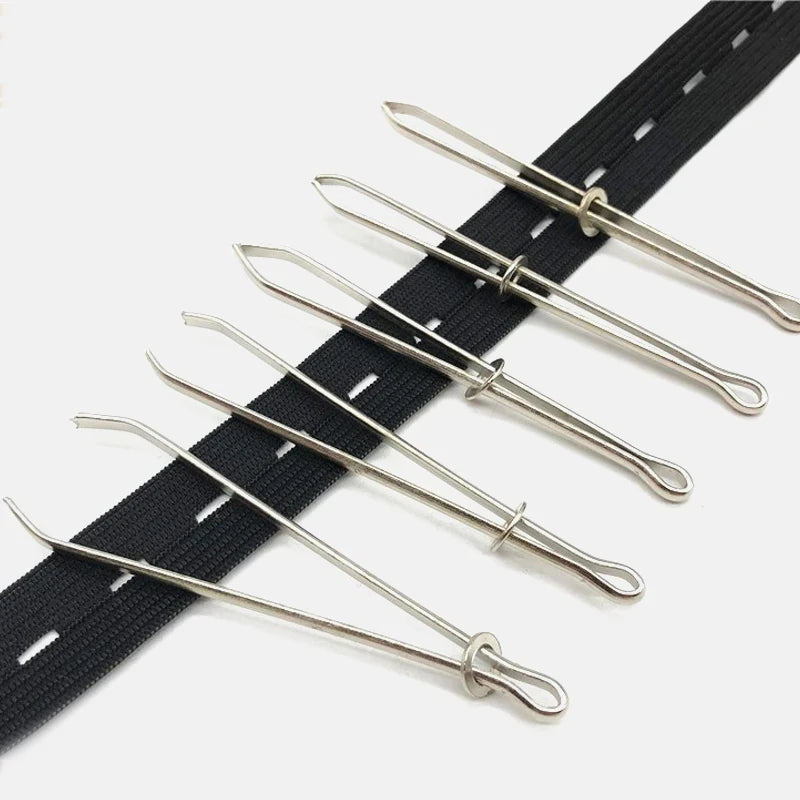 2pcs Stainless Steel Garment Clips Sewing DIY Tools Elastic Band Tape Punch Cross Stitch Threader Wear Rope Elastic Clamp