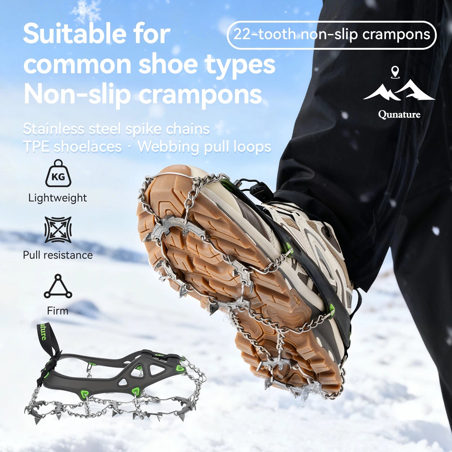 22-Tooth Ice Gripper Crampons for Snow & Winter Traction