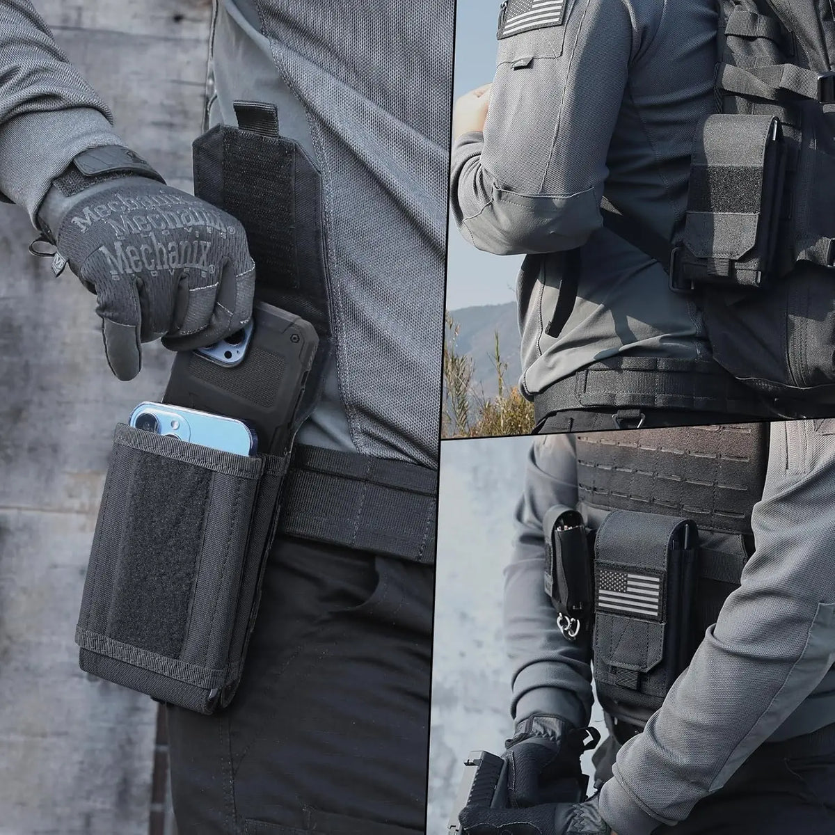 Dvojitý MOLLE laserové puzdro na telefón, taktické opasok EDC, puzdro na opasok, držiak, bedrové doplnky, taška Outdoor kempovanie, mobilný telefón, balíček